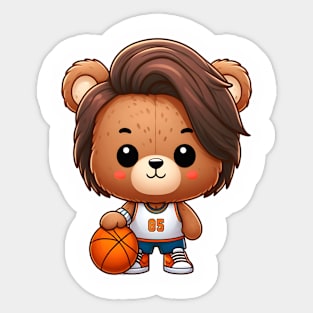 Cute Bear Who Loves Basketball Kawaii Sticker